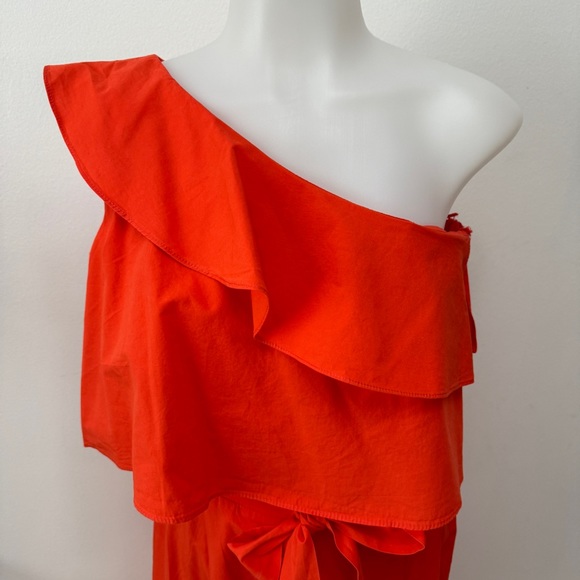 Zara Orange One Shoulder Jumpsuit Size Medium - Picture 7 of 8